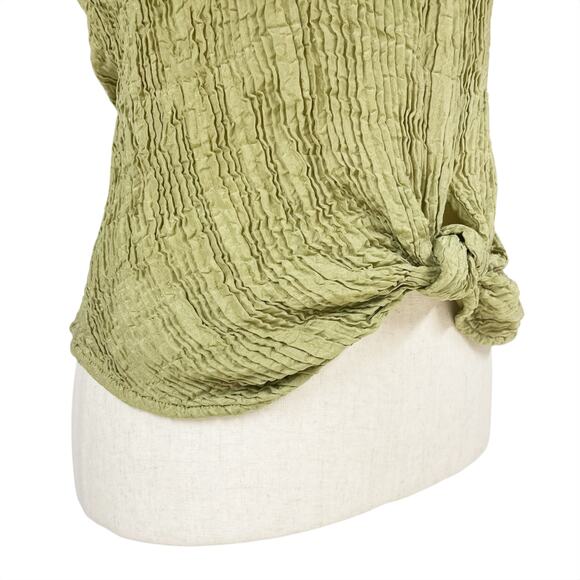 REGINA PYO x & OTHER STORIES Textured Mulberry Silk Knotted Green Top Size 6 - Picture 3 of 8